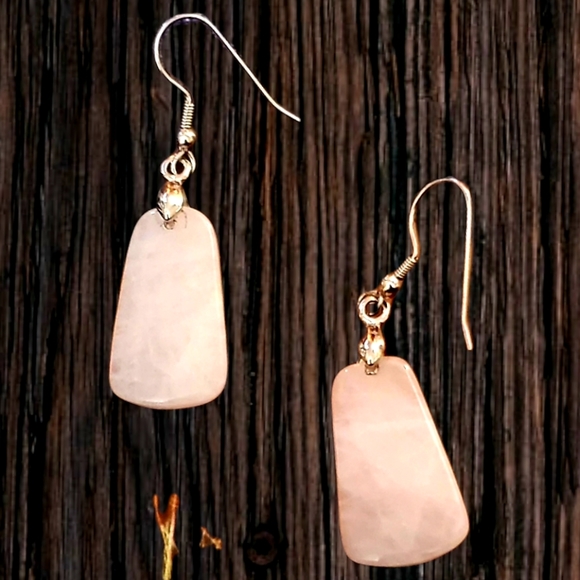 Amore Rose Quartz Semi Precious Stone Earrings - Picture 4 of 11